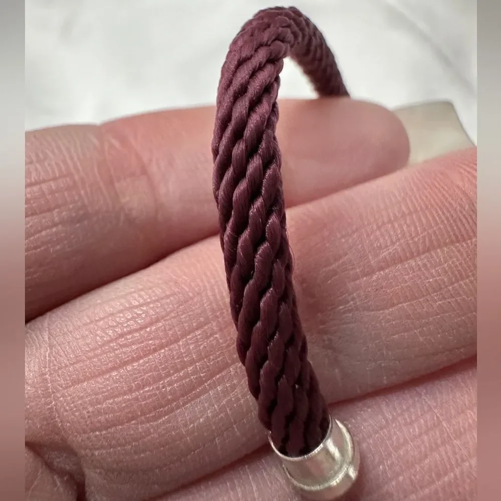 Brighton Burgundy Rope Bracelet with Silver-Tone Clasp & Crystal Accents